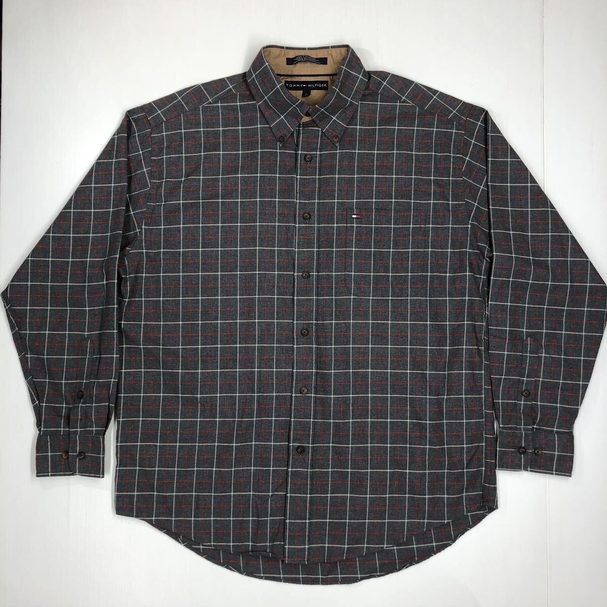 TOMMYHILFIGER トミーヒルフィガー 長袖シャツ ボタンダウン チェック柄 メンズ Lサイズ 510-52拍卖