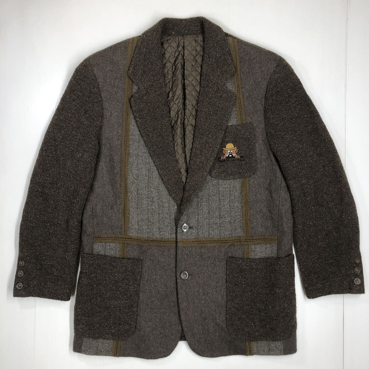 VAZIIE バジエ テーラードジャケット 刺繍 ブラウン系 サイズ46 シルク混 ウール混 紳士服 510-69拍卖