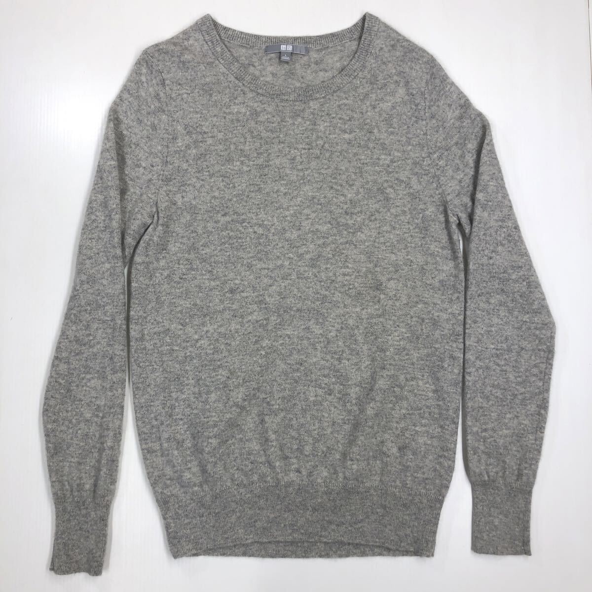 UNIQLO ユニクロ カシミヤ100% ニットセーター グレー 丸首 レディース Lサイズ 510-70拍卖