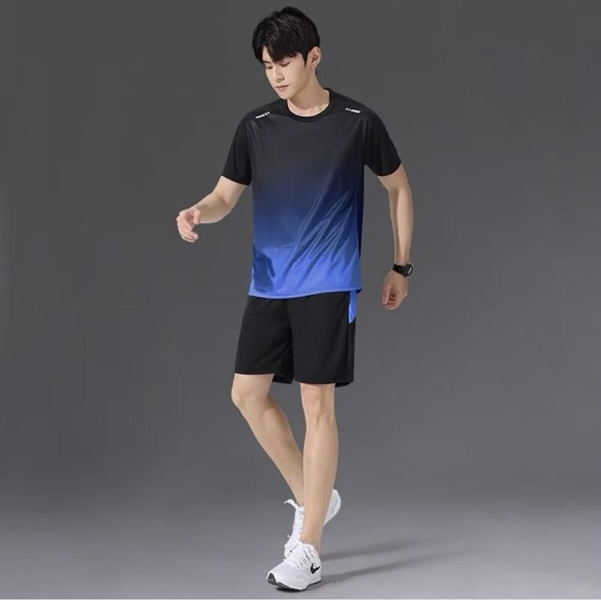 スポーツウェア メンズ 上下セット フィットネスウェア 半袖 2XL拍卖