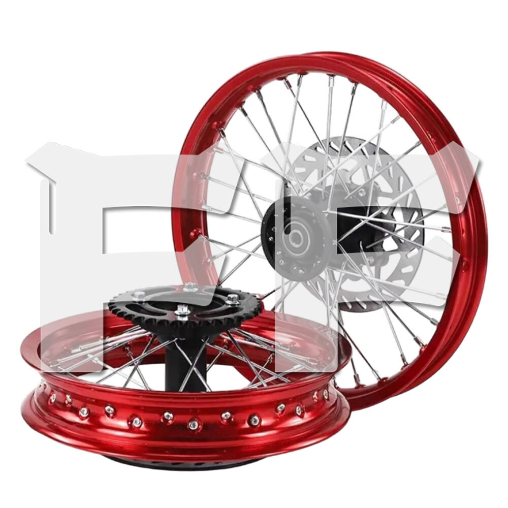 送料無料● 1.60 17インチ フロント リム 1.85 14インチ リア リム ホイール 内径:15mm 32スポーク穴 モトクロスバイク レッド 汎用拍卖