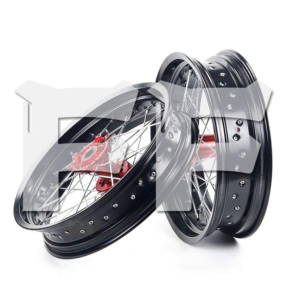 2.50/3.50 17インチ フロント/リア ホイール 前輪/後輪 36スポーク穴 リム ハブ リムサークルハブ レッド KTM CRF ダートバイク 汎用拍卖