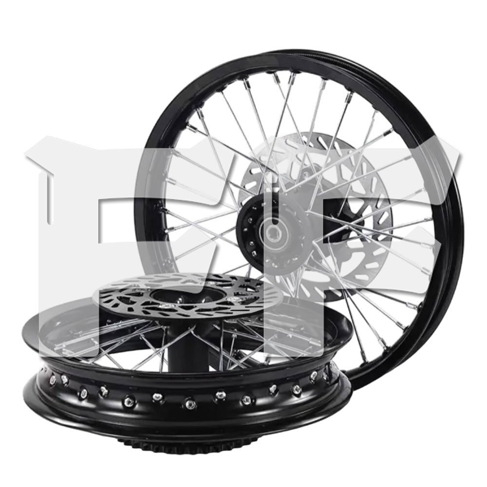 1.60 17インチ フロント リム 前輪 1.85 14インチ リア リム 後輪 ホイール 内径:12mm 32スポーク穴 モトクロスバイク ブラッ拍卖