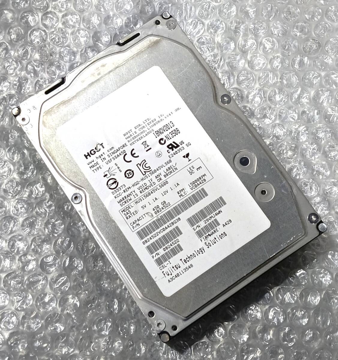 【中古パーツ】 3.5インチ HGST HUS156045VLS600 450GB SAS HDD 正常/健康品 1台■ SAS3252拍卖