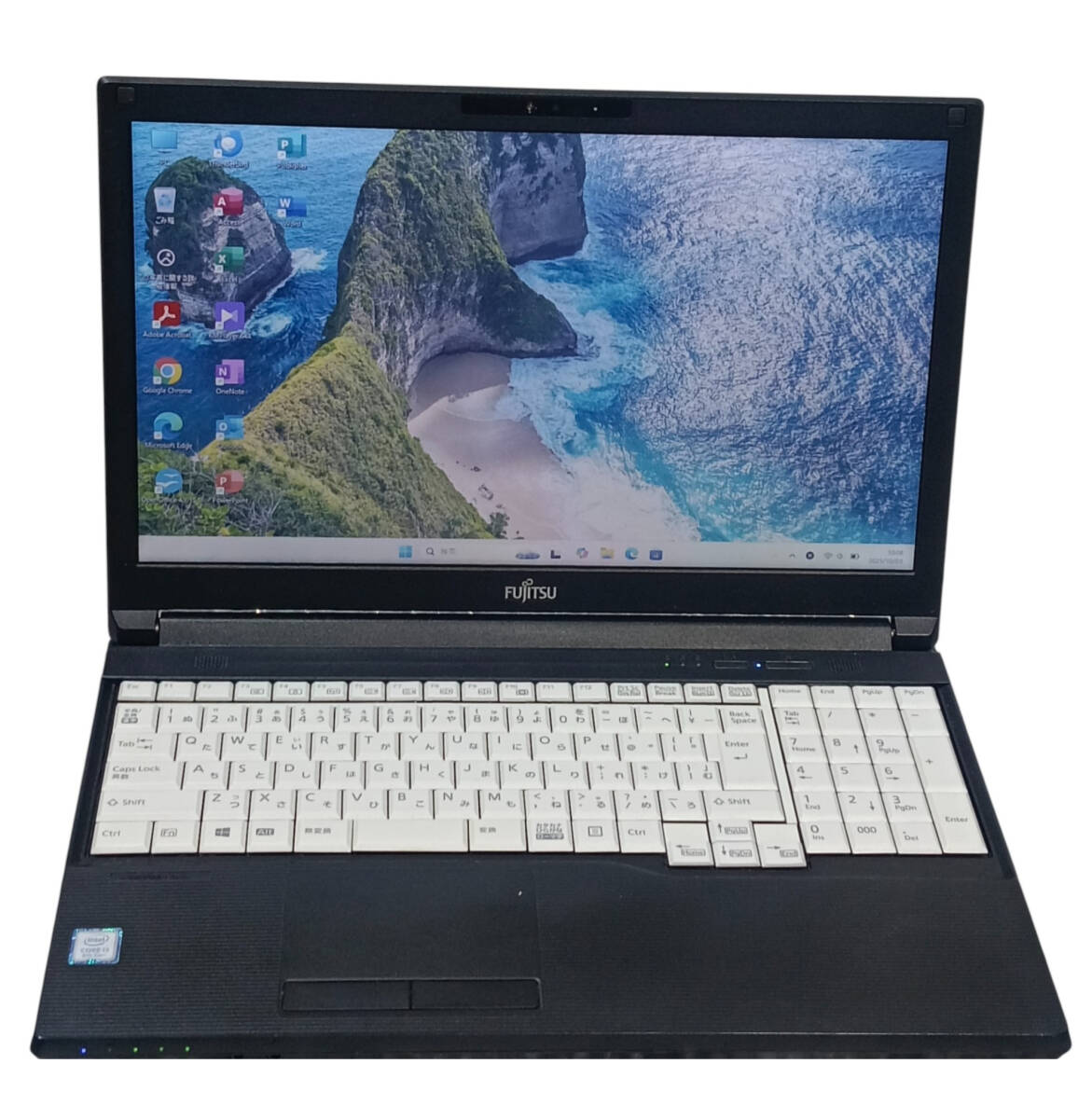 【驚速 FUJITSU A579/BX i3-8145U 2.1GHz x4+8GB+ SSD120GB 15.6インチワイドノートPC】Win11+Office2021/WEBカメラ A100309拍卖
