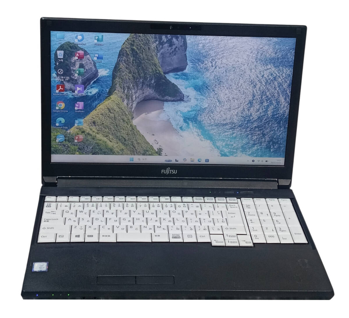 【驚速 FUJITSU A579/BX i3-8145U 2.1GHz x4+8GB+ SSD128GB 15.6インチワイドノートPC】Win11+Office2021/WEBカメラ A100308拍卖
