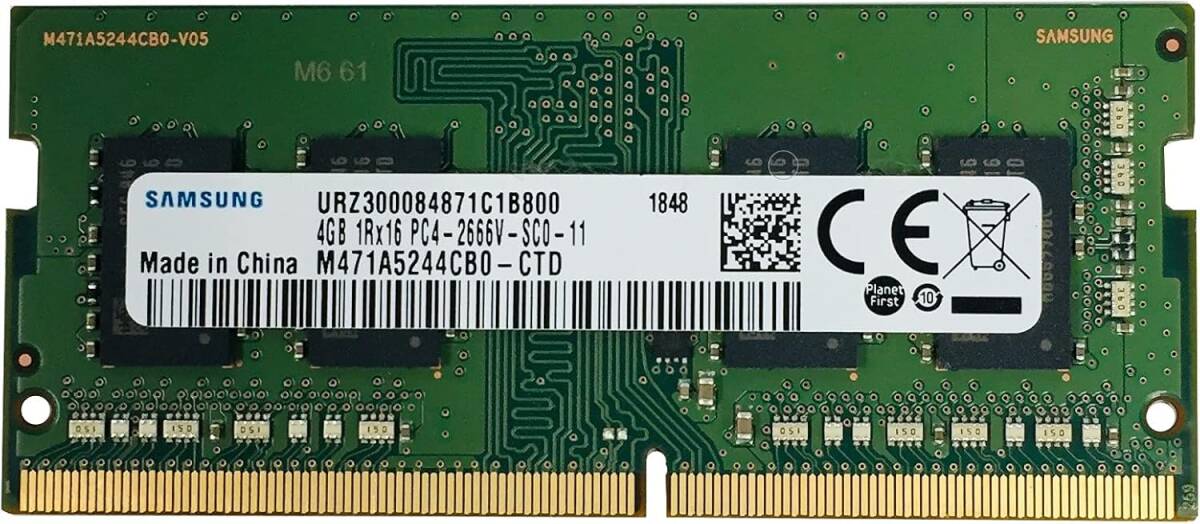 【中古パーツ】PC4 ノートパソコン用 DDR4 メモリ SAMSUNG 4GB 1Rx16 PC4-2666V-SC0-11 SO-DIMM メモリ 4GB拍卖