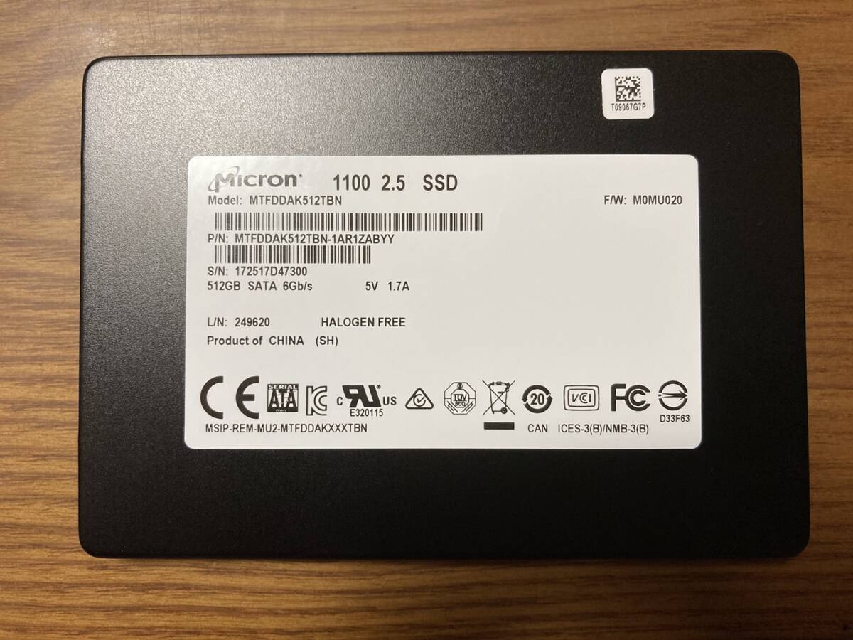 【新品同様品】Micron マイクロン MTFDDAK512TBN (2.5インチ SATA SSD 512GB/使用時間:20時間未満)拍卖