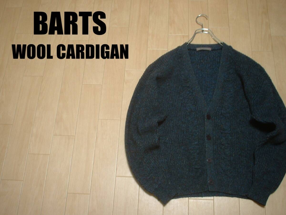 BARTSネイビーケーブルニットウールカーディガンL美品カラフルネップFROM JO-ELセーター90sビンテージATELIERフィシャーマンズノルディック拍卖