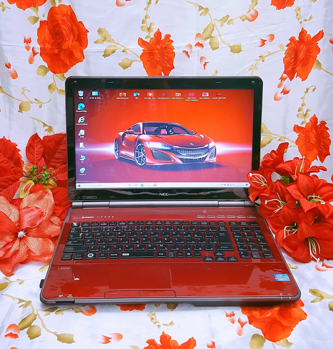 新型Win11搭載/2世代爆速Core-i7/レッド色NEC/DVD焼き/SSD512GB/新品マウス/おまけソフト多数/動画&画像編集/カメラ/テンキ/LINE拍卖