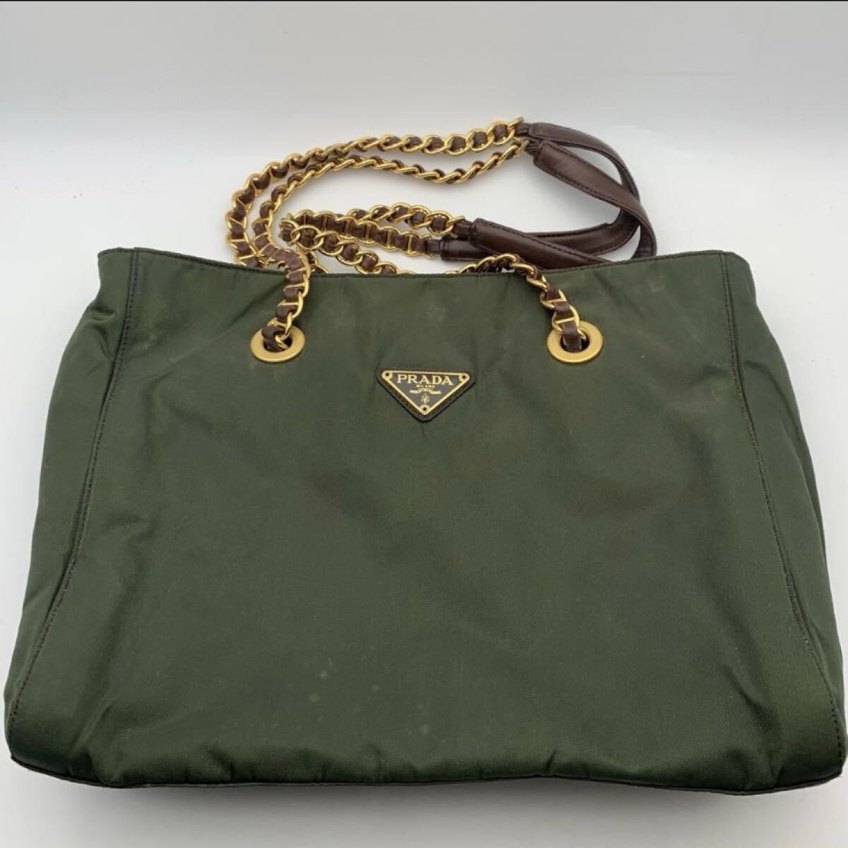 PRADA プラダ オリーブグリーン トートバッグ拍卖