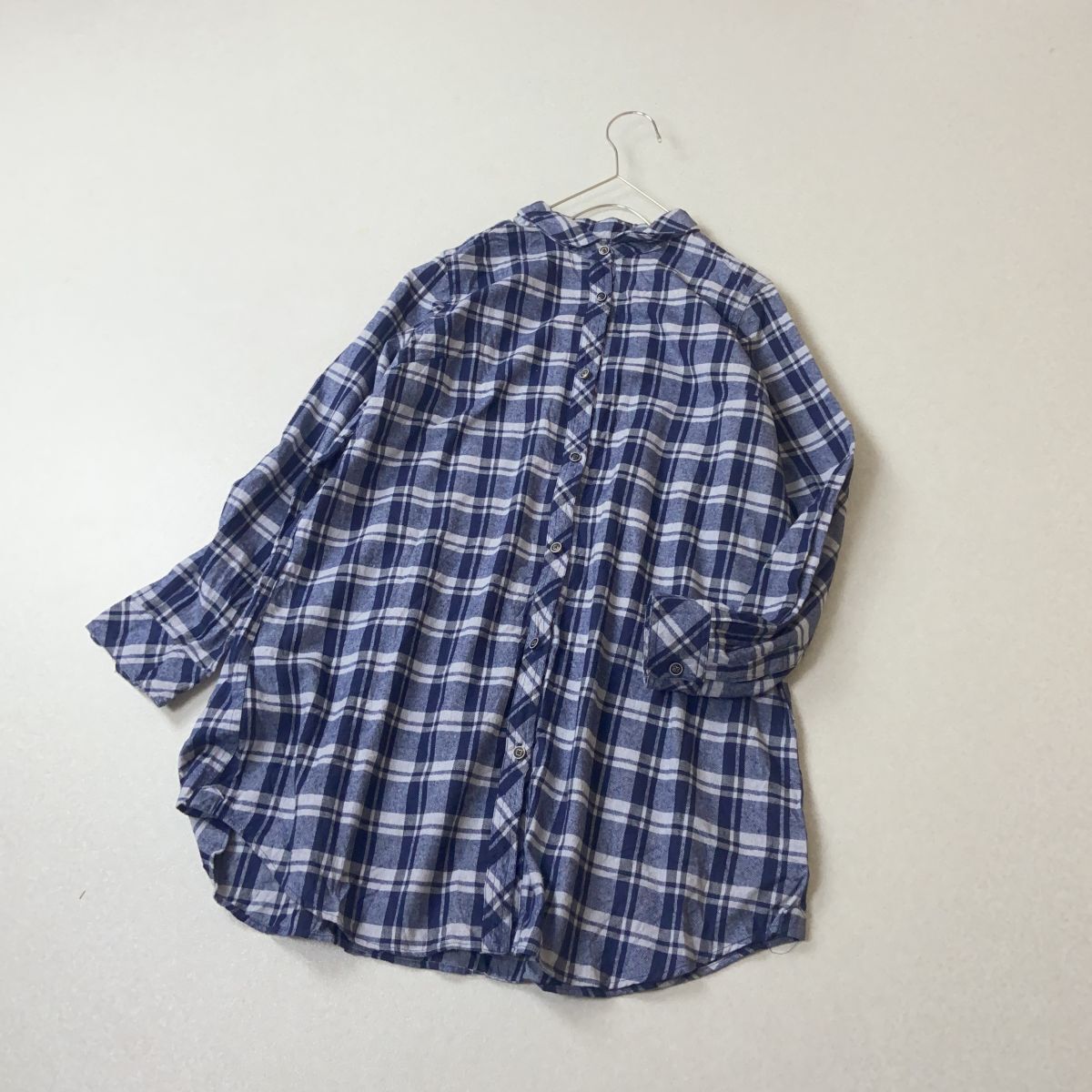 self service 丸襟 チェック 厚地 チュニック拍卖