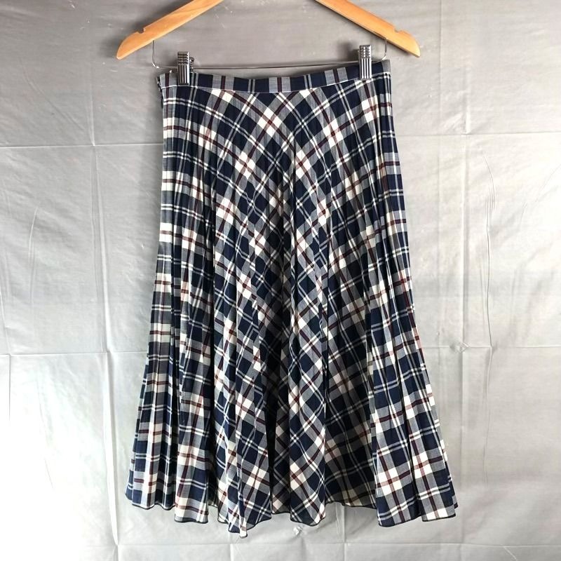 ニューヨーカー NEWYORKER スカート プリーツ フレア チェック 裏地付き マルチカラー ネイビー系 11サイズ 2025090500252拍卖