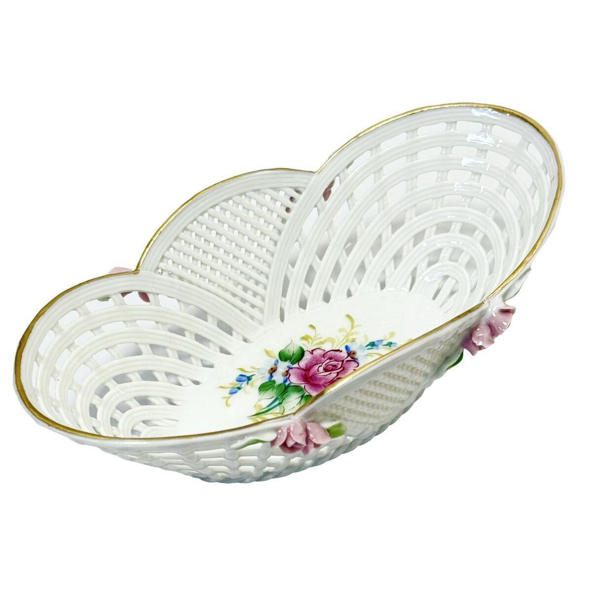 Klausenburg クラウゼンブルク レース網 金彩 透かし 陶磁器 メッシュ 小物入れ バスケット ドイツ 花柄 フラワー■兵庫県姫路市発 G3拍卖