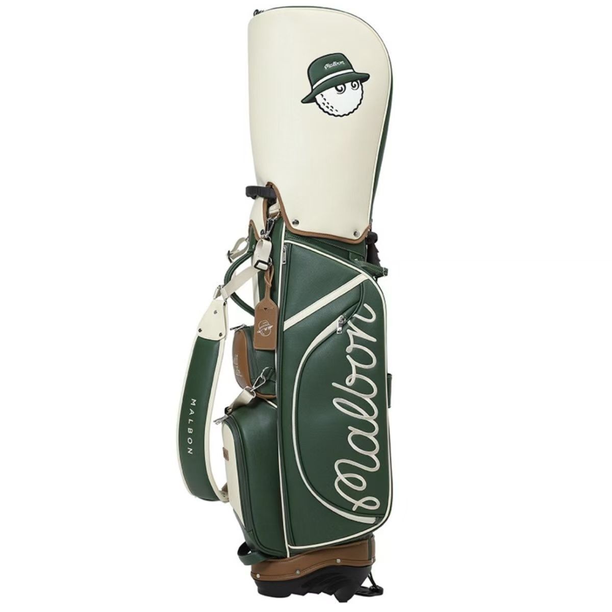 マルボンゴルフ malbon golf キャディバッグ 新品 支柱型ゴルフ PU フード2種類付き 男女兼用 グリーン sk0435-7拍卖