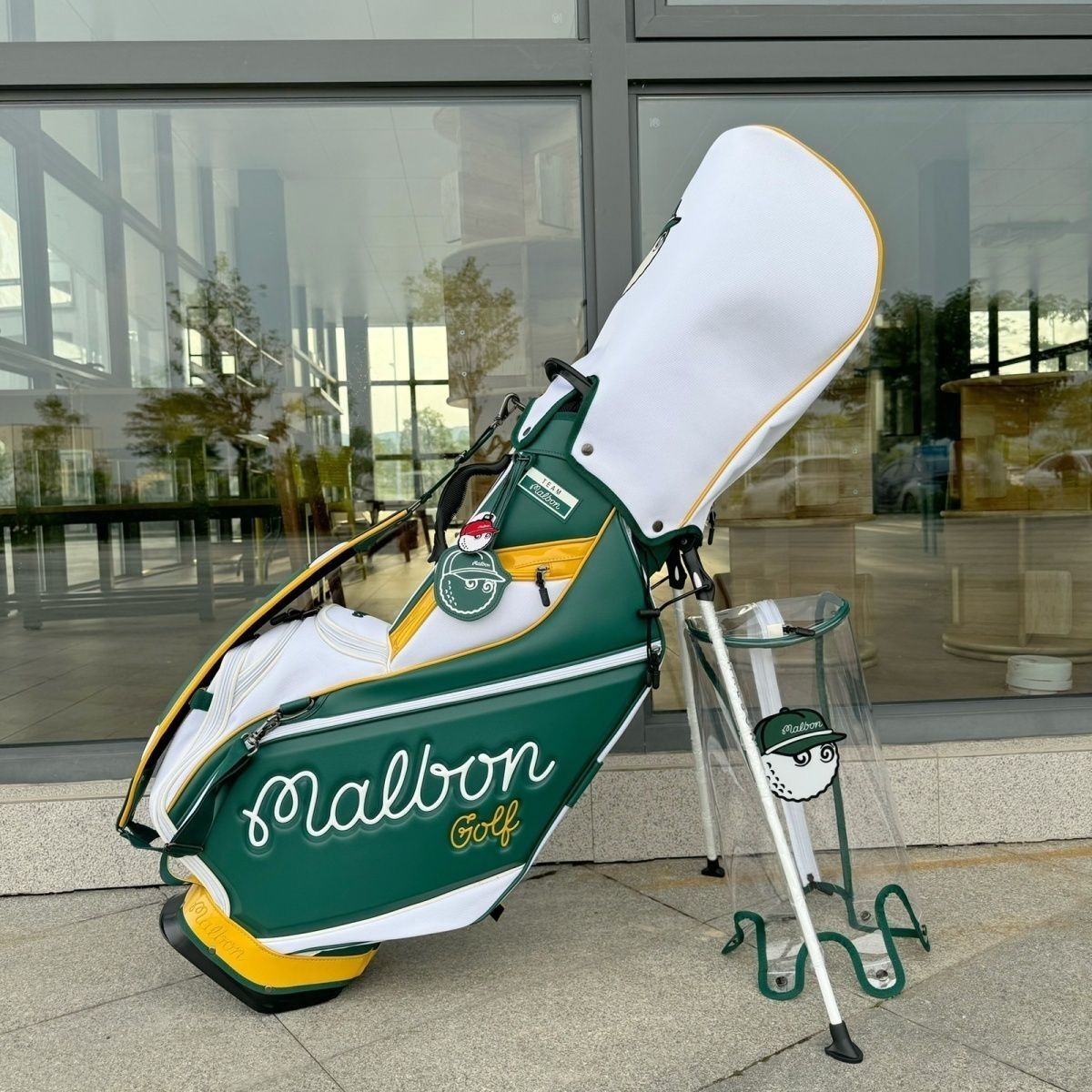 マルボンゴルフ malbon golf キャディバッグ フード2種類付き オシャレ 支柱型ゴルフ グリーン sk0360-6拍卖