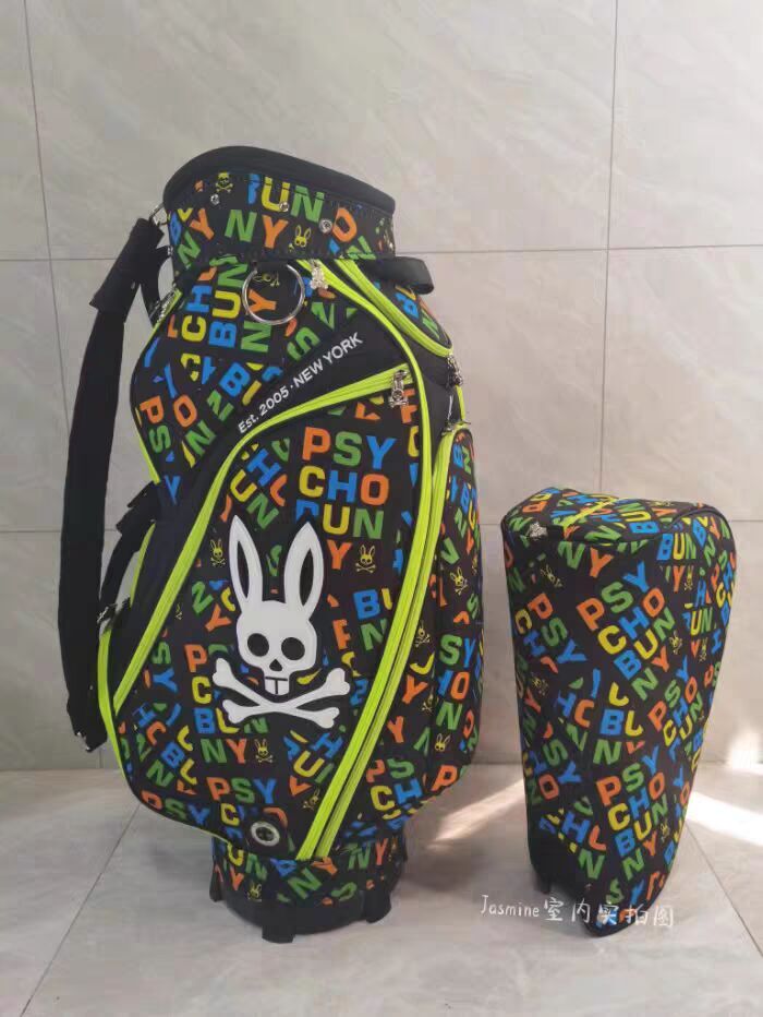 psycho bunny ゴルフ キャディバッグ アメリカ スタンド型 軽量 収納バッグ ブラック ss0355-9拍卖