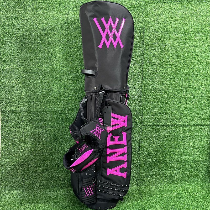 アニューゴルフ A NEW GOLF キャディバッグ 支柱型ゴルフ フード2種類付き ブラック-ピンク sk0381-6拍卖