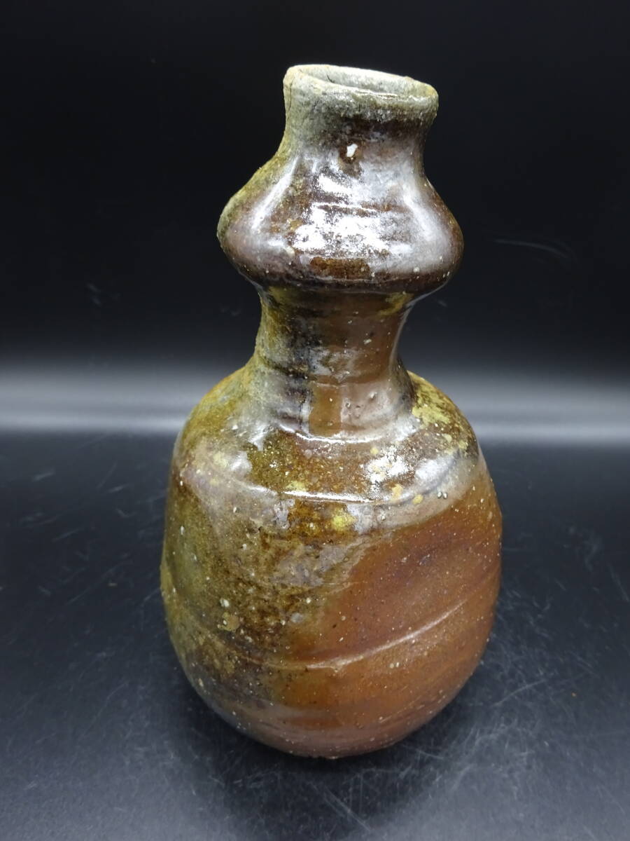 備前焼 人気実力作家 大澤恒夫 (古備前追求作家 受賞歴多数)★備前ごまだれ瓢徳利 共箱、共布、陶歴付 茶道具拍卖