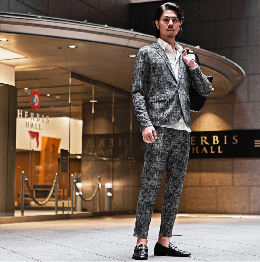 ◆モザイク スラブ テクスチャー 杢 上下 セットアップ アンクル◆拍卖