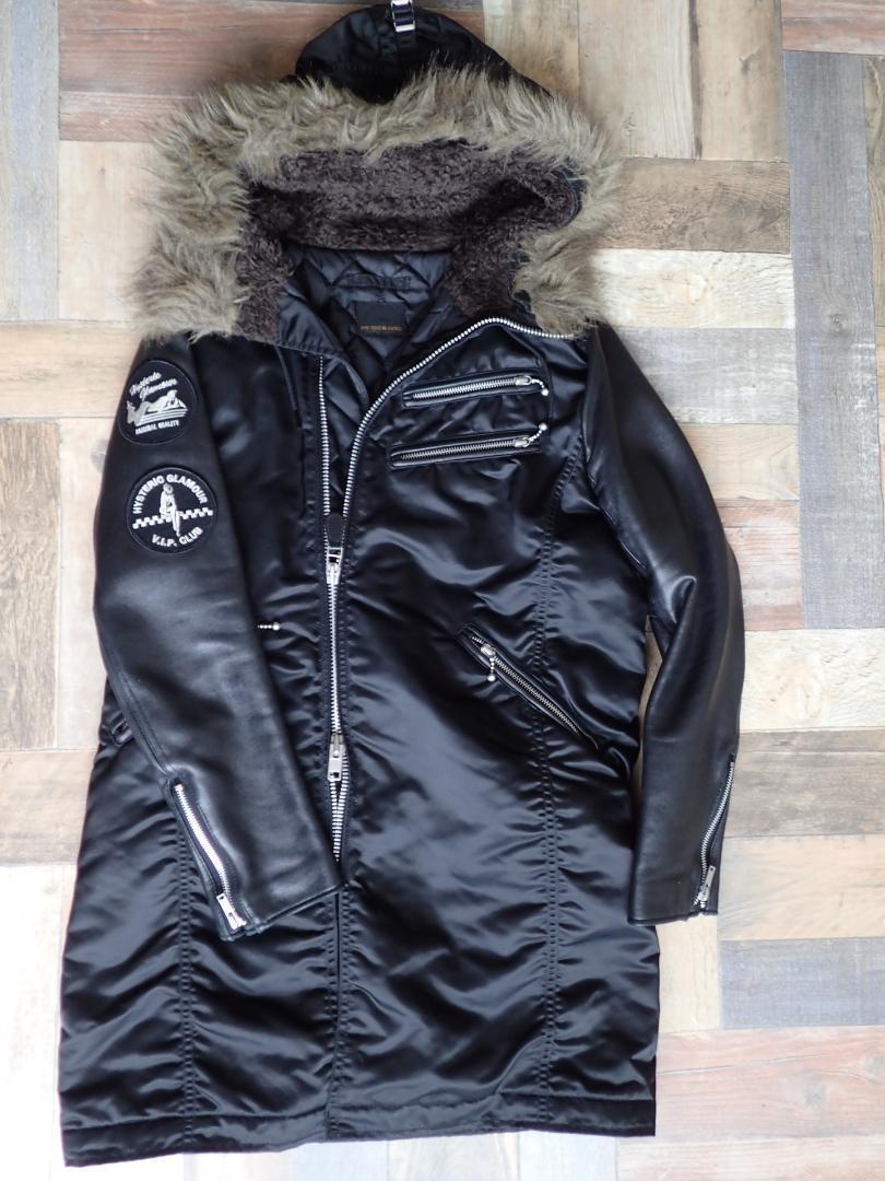 ◆ヒステリックグラマー フード付 N3B ロングライダーズジャケット◆拍卖