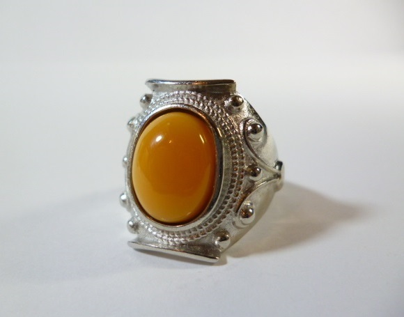 ∞ ロイヤルアンバー S925 琥珀 指輪 ∞ アンバー リング シルバー 925拍卖