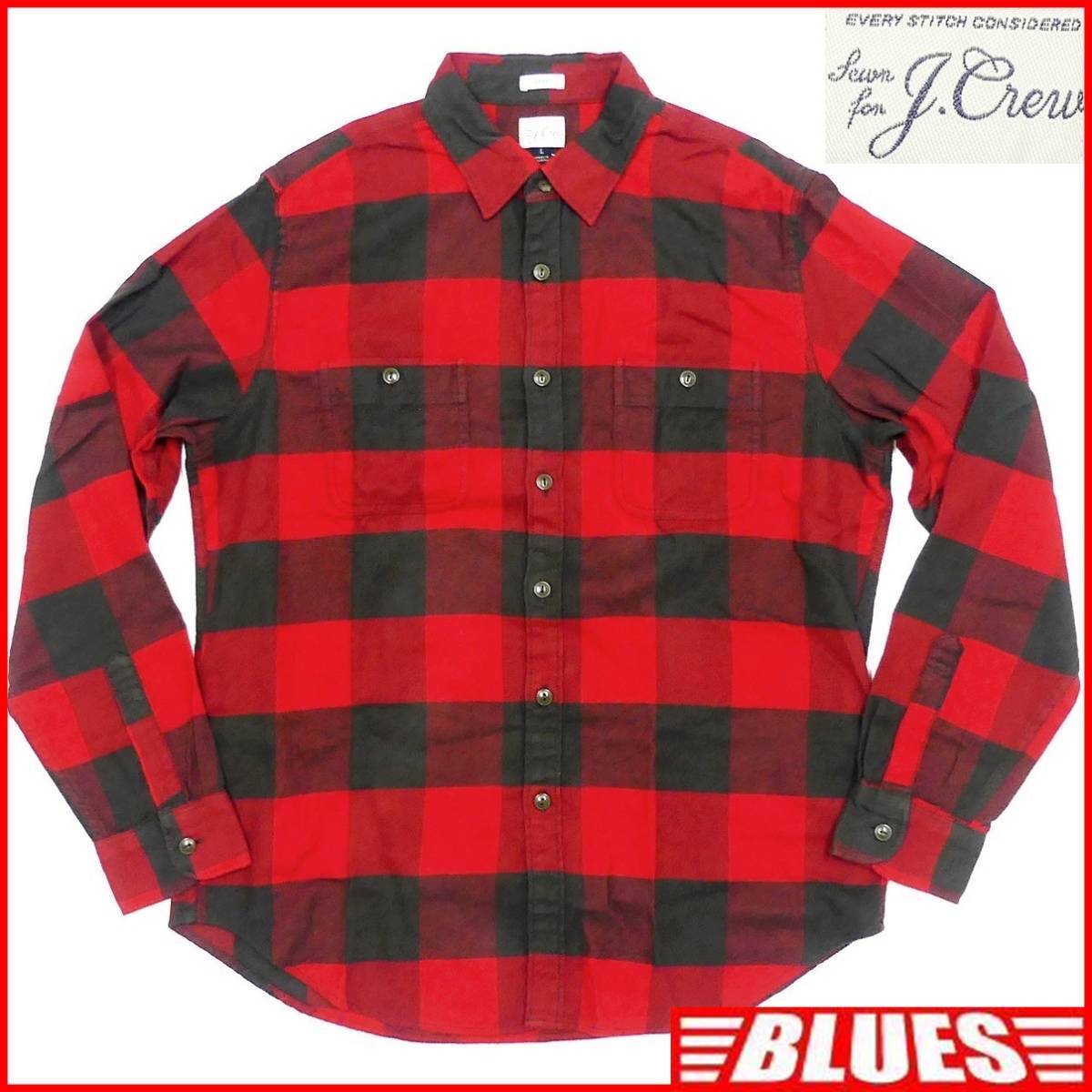 即決★J.CREW CLASIC★メンズM チェックシャツ ジェイクルー クラシック M 黒 赤 ブロックチェック ボタンダウン 長袖 タグ付き拍卖