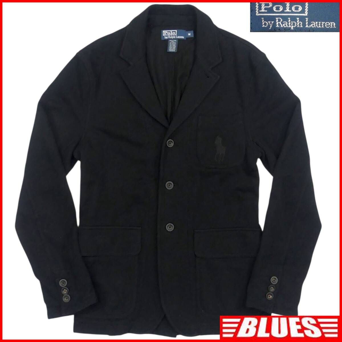 即決★POLO RALPH LAUREN★メンズ M テーラードジャケット ラルフローレン カーディガン 黒 ブラック 上着 アウター拍卖