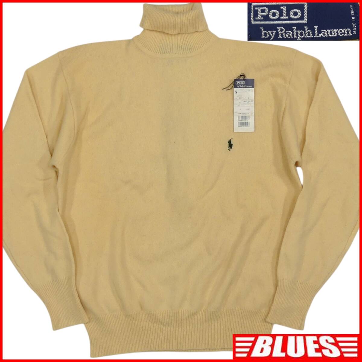 即決★POLO RALPH LAUREN★未使用 メンズ XL ニット タートルネック セーター ラルフローレン ベージュ アイボリー ポニー 刺繍 ウール拍卖