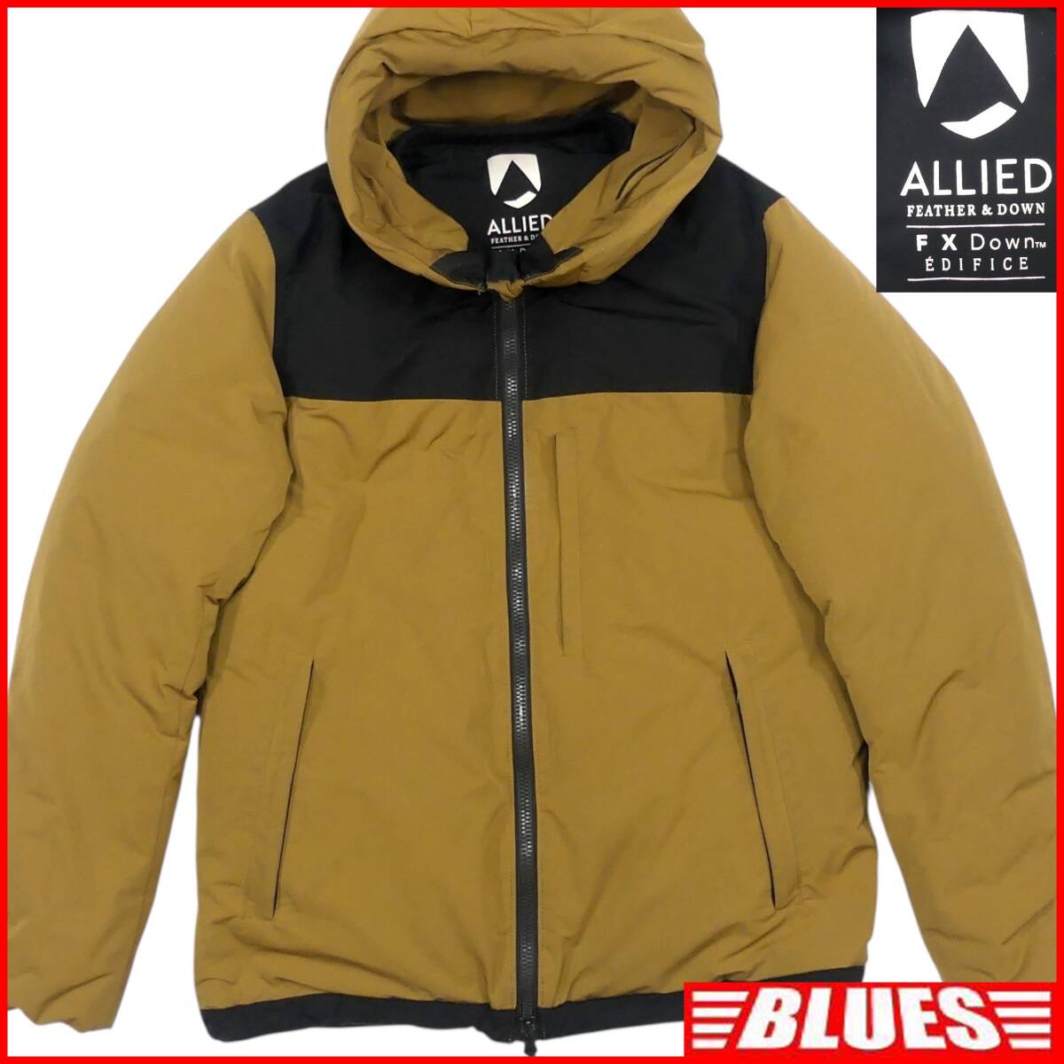 即決★EDIFICE★メンズ M ダウンジャケット エディフィス ALLIED 黒 キャメル 茶 アウトドア ダウンコート 登山 キャンプ 中綿 フェザー拍卖