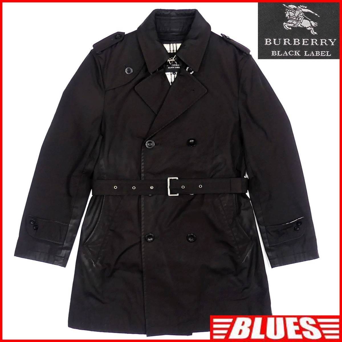 即決★BURBERRY BLACK LABEL★メンズM 廃版 トレンチコート バーバリーブラックレーベル 黒 ノバチェック 三陽商会 インナー付き拍卖