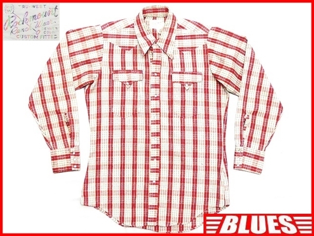 即決★Rockmount★メンズL位 ウエスタンシャツ ロックマウント チェック柄 レッド 赤 ドレスシャツ 長袖拍卖