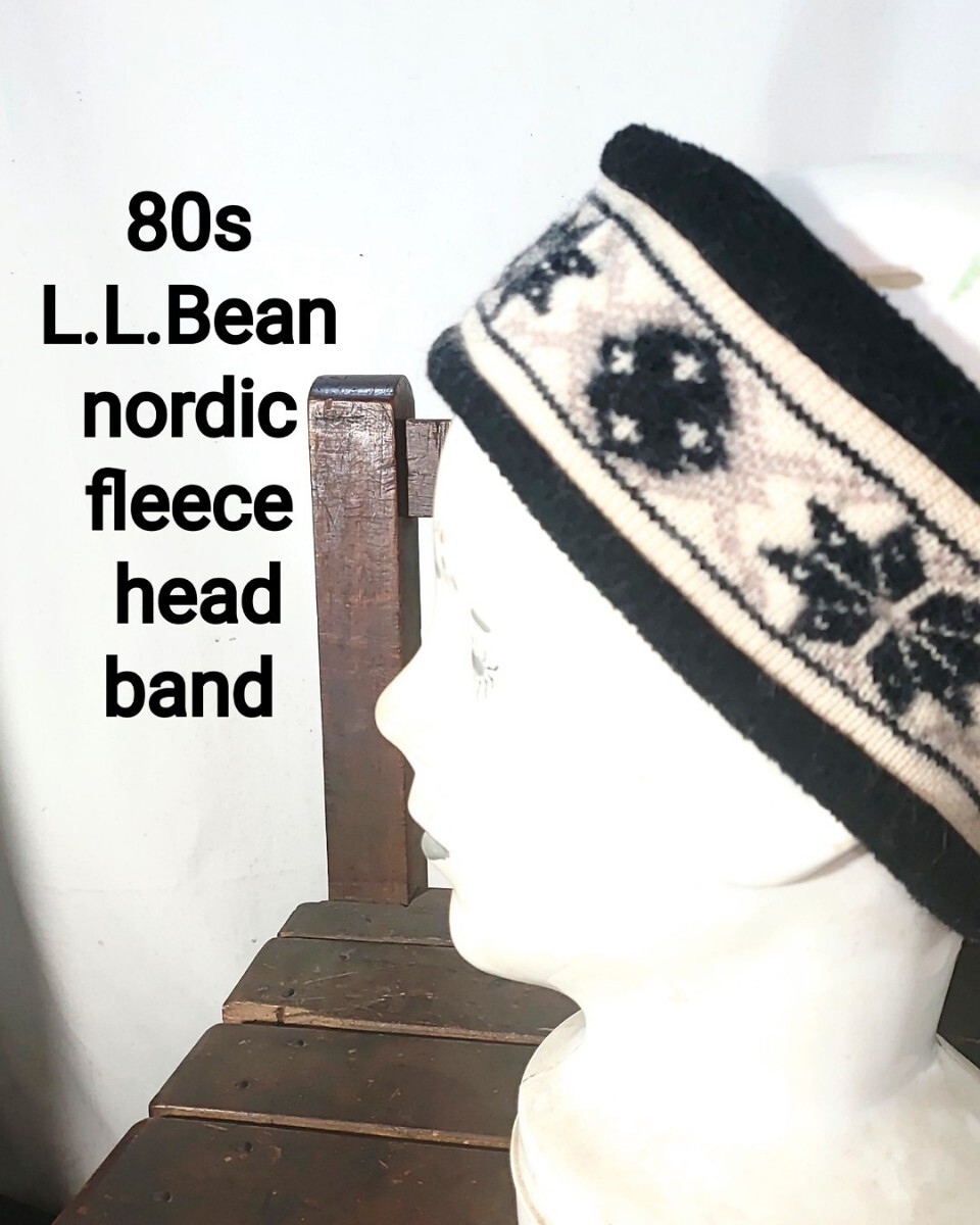 Vintage L.L.Bean nordic fleece head band 80s エルエルビーン ノルディック柄 フリース ヘッドバンド イヤーウォーマー USA製 ビンテージ拍卖