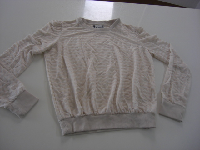 美品マザー 肩デザインシアボーダーカットソー ベージュ拍卖