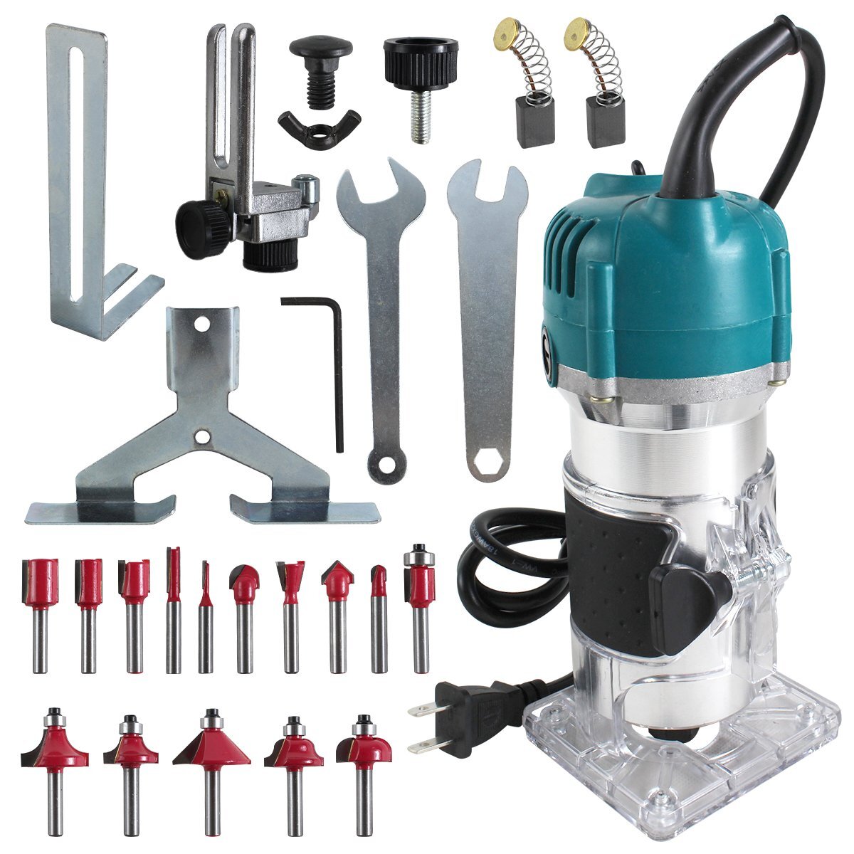 【新品即納】木工 電動トリマー ルータービット 15本セット 100V 800W 面取り 溝切り 加工 工具 ツール トリマービット 軸シャンク 6.35mm拍卖