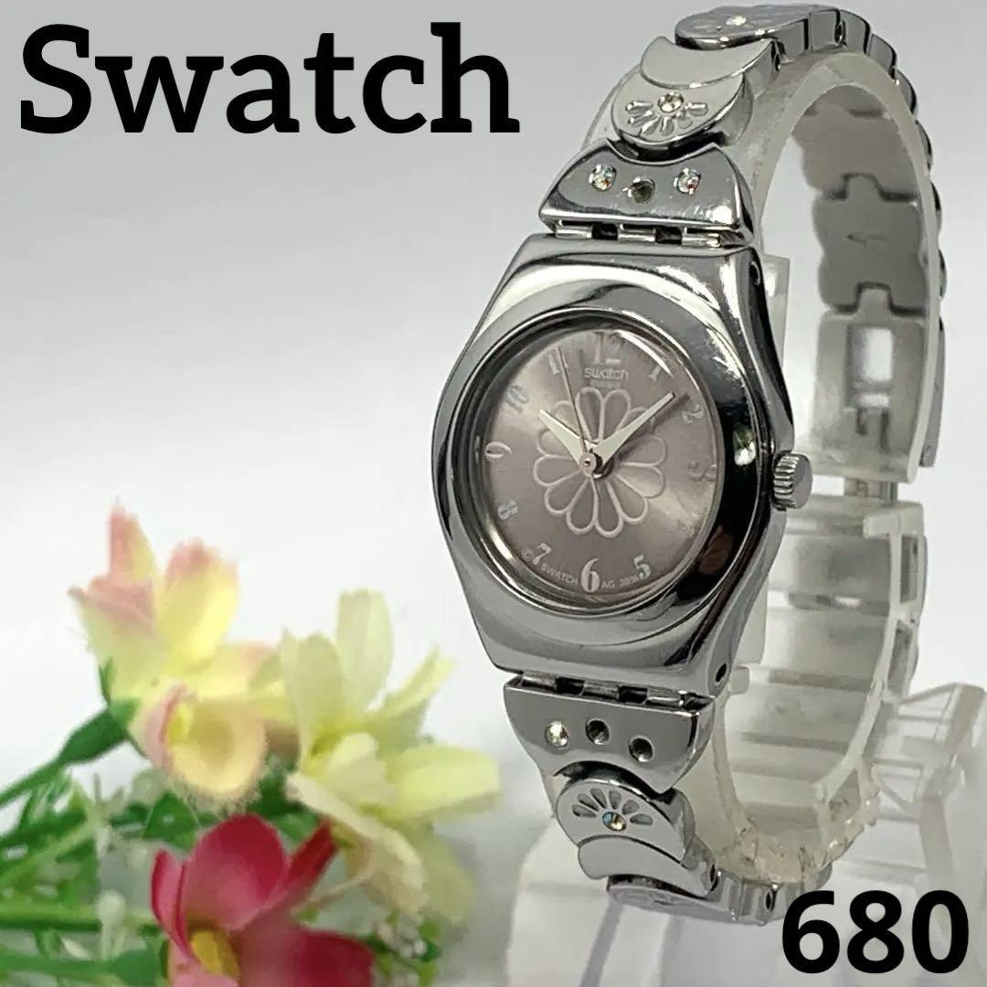 680 【電池交換済】稼働品 Swatch レディース 腕時計 スウォッチ ピンク クオーツ式 人気 希少 ビンテージ拍卖