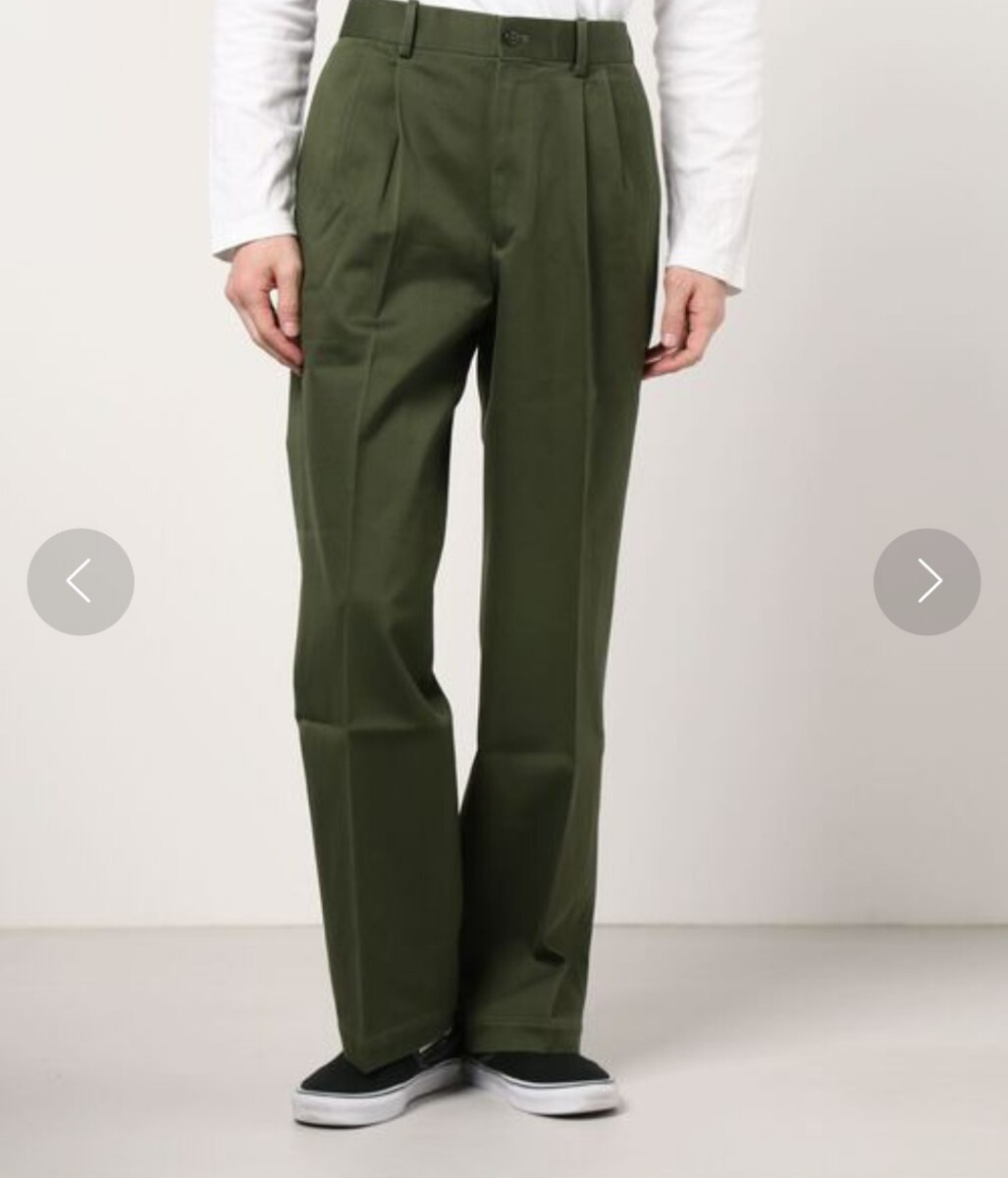 MARKAWARE マーカウェアDOUBLE PLEATED STRAIGHT FIT WESTPOINTウエストポイント チノパン トラウザースA20D-04PT02C オリーブ サイズ2 拍卖