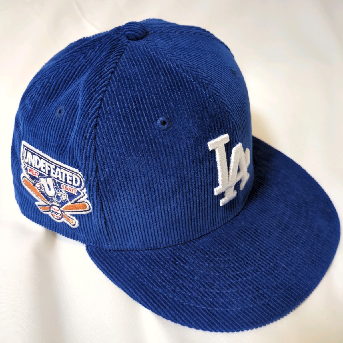 新品 UNDEFEATED x Los Angeles Dodgers x New Era Corduroy 59FIFTY Fitted Cap Blue アンディフィーテッド ドジャース ニューエラ 71/2拍卖