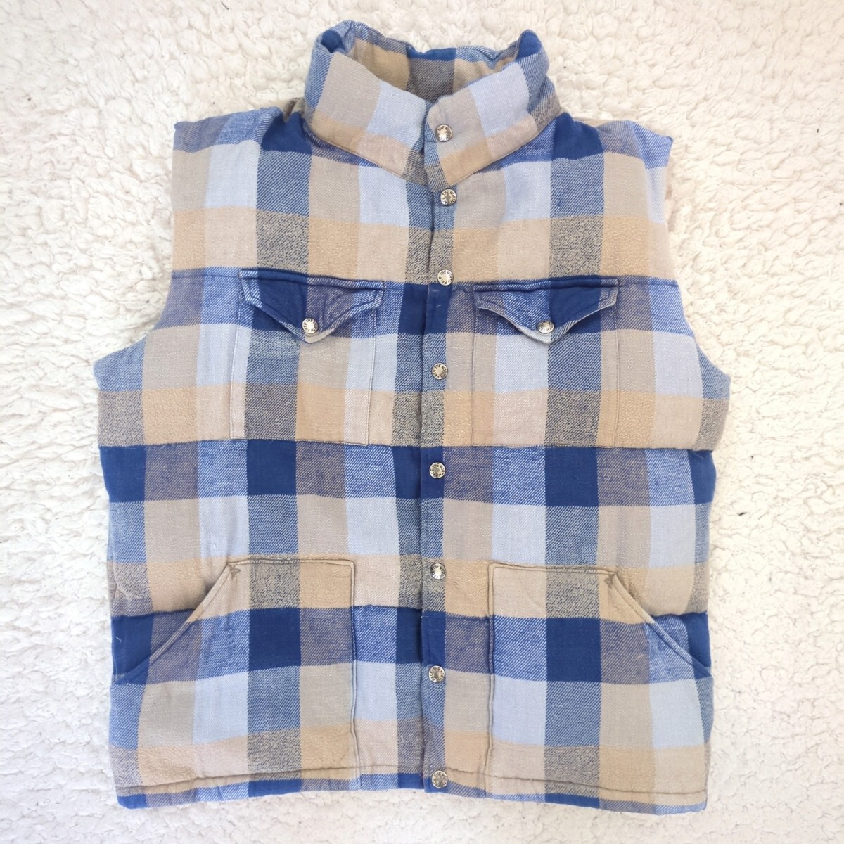 the north face purple label ノースフェイス パープルレーベル ツイード ダウンベスト ND2355N チェック メンズLサイズ 拍卖