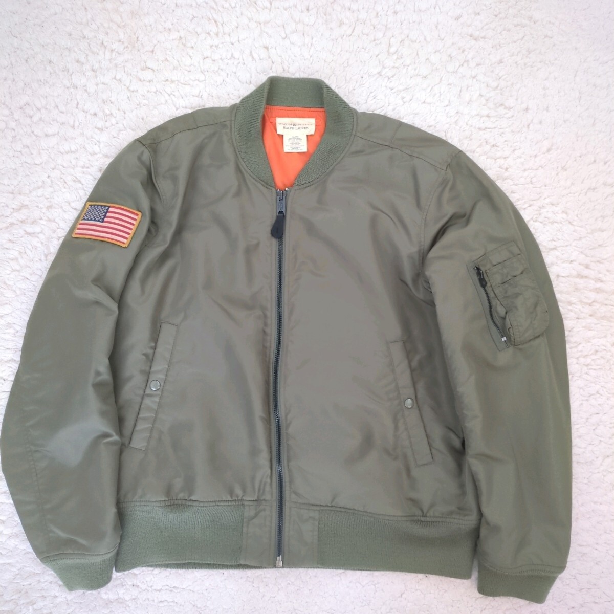 デニム&サプライ DENIM &SUPPLYラルフローレン Ralph LaurenMA-1 フライトジャケット 星条旗 ワッペン USA メンズ XXL リバーシブル拍卖