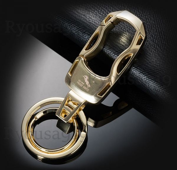 ★送料無料★ カラビナ 付き キーホルダー 945 ゴールド キーリング ダブルリング キーフック おしゃれ ビジネス 普段使い拍卖