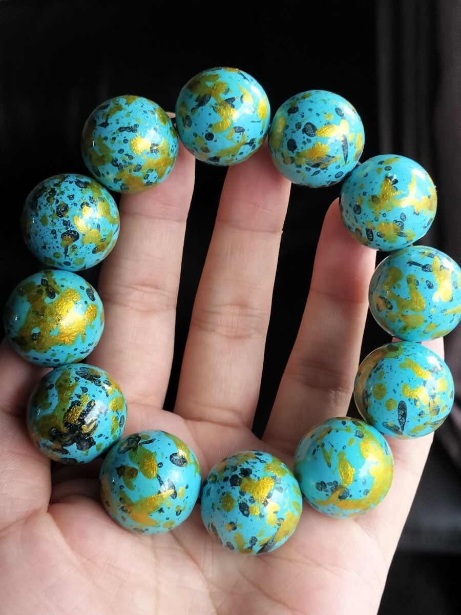 大漆珠  青金 大漆玉  大玉 ブレスレット 20mm拍卖