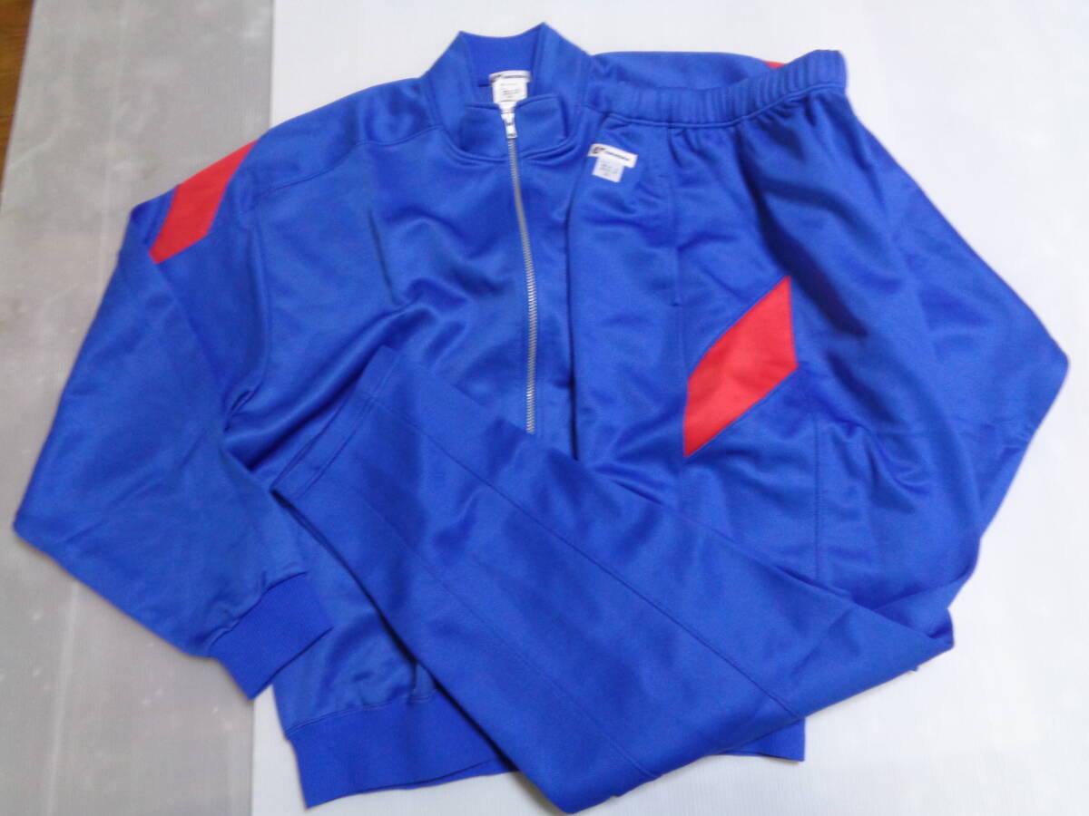 3L 青系×赤系 中学校 ユニチカ ジャージ 上下セット 体操着 体操服 レトロ 未使用拍卖
