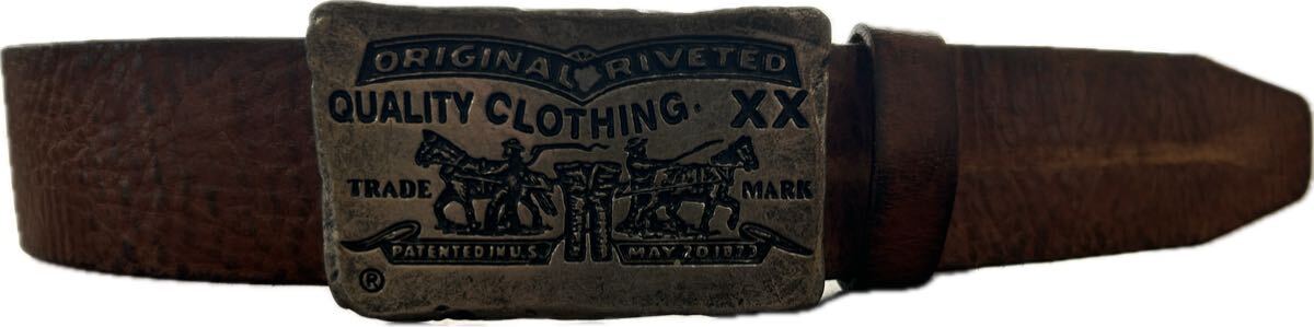 イタリア製 Levi's Leather Belt リーバイス レザーベルト XX バックル 34インチ LEVIS拍卖