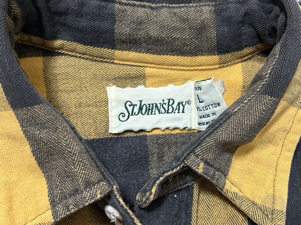 黒黄 80s ST JOHN'S BAY Heavy Flannel Shirt セントジョンズベイ ヘビーフランネルシャツ USA古着 ヘビネル BIGMAC FIVE BROTHER Vintage拍卖