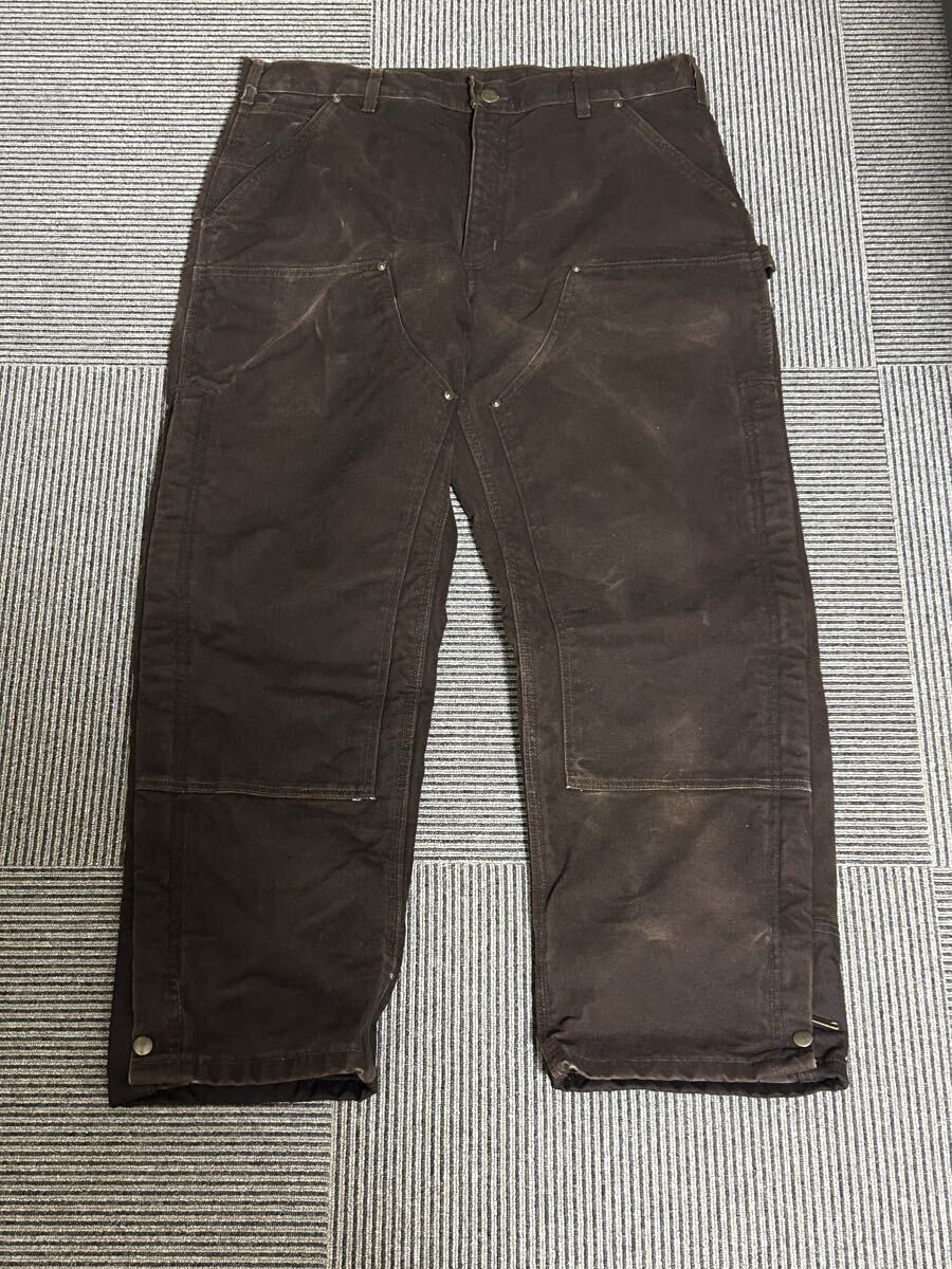 USA製 レア Carhartt Doublefront Quilt Lined Sandstone Duck Pant B194 カーハート ダブルニー サンドストーンダックパンツ B01 B136 B07拍卖