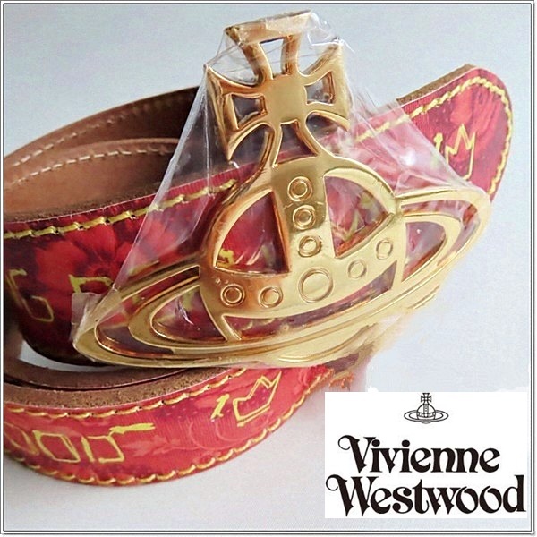 ◆ヴィヴィアンウエストウッド 牛革 レザー ベルト◆レア 希少◆拍卖