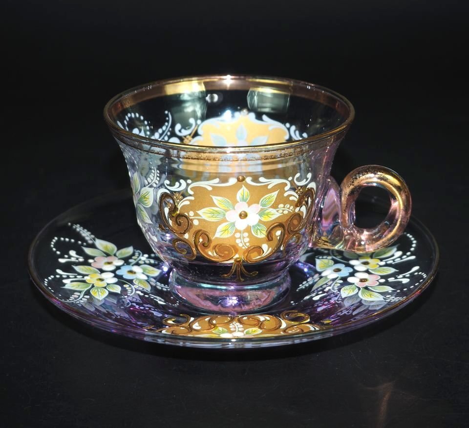 【金富士】古いムラーノガラス MURANO カップ&ソーサー拍卖