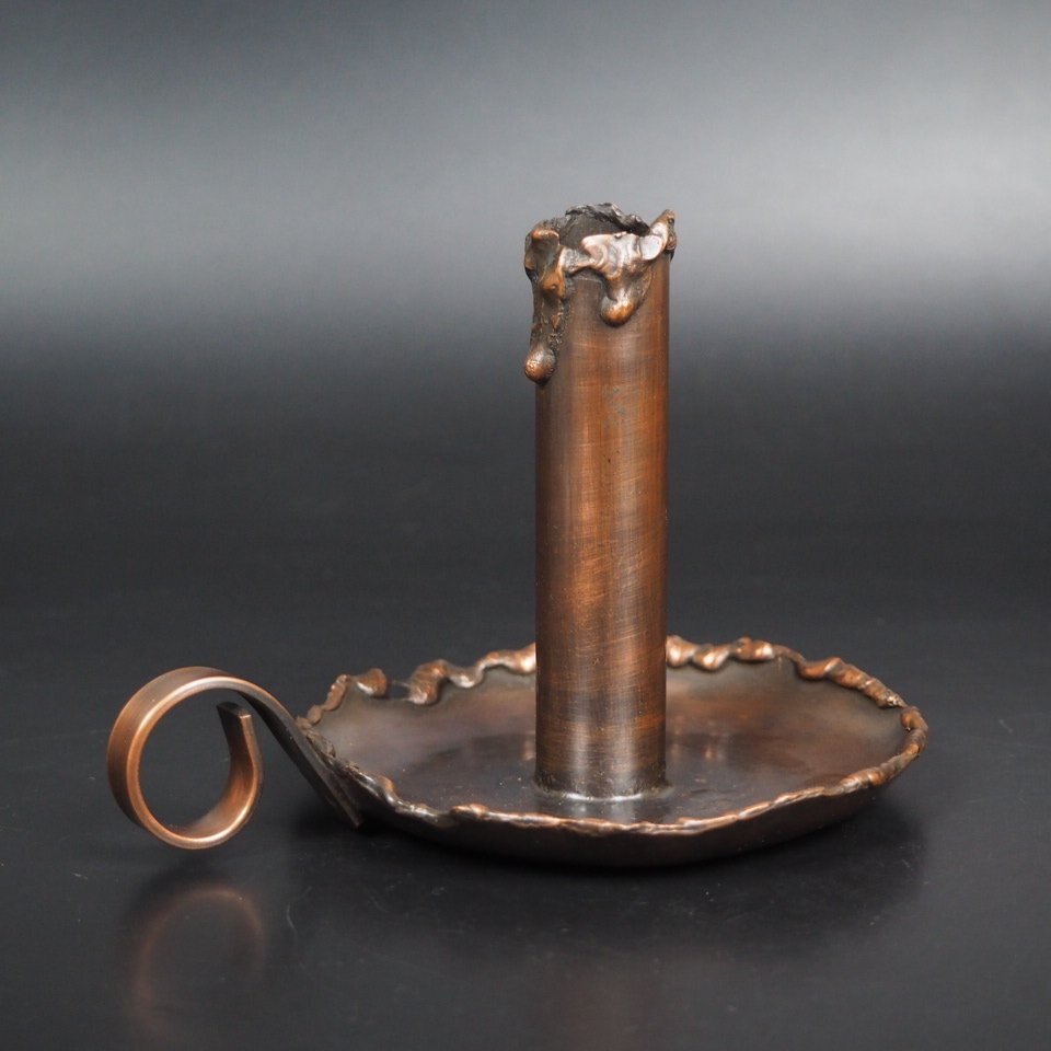 【金富士】一点物 銅製燭台 検/銀瓶鉄瓶茶托茶壺古錫玉川堂高岡佐渡銅器龍文堂亀文堂清拍卖