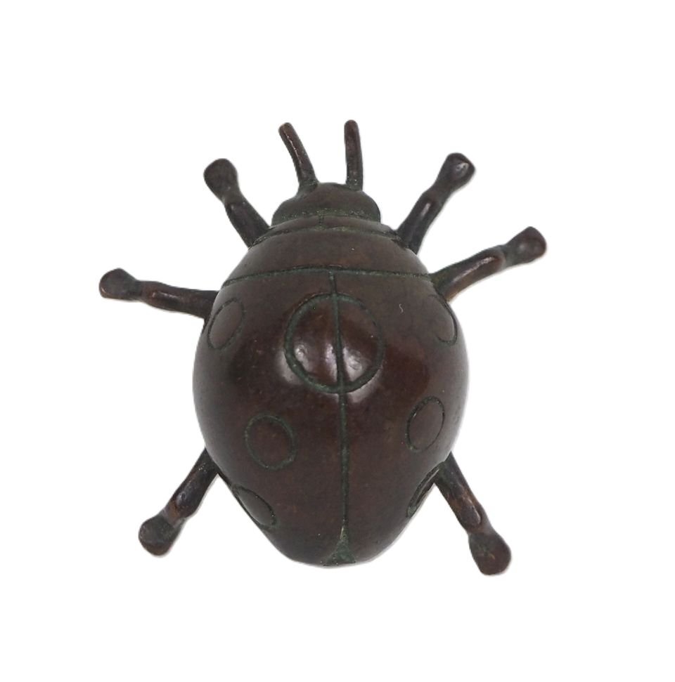 【金富士】送料無料 リアルな銅製天道虫・紅娘・瓢虫 検/茶壺古錫玉川堂高岡銅器龍文堂亀文堂中唐物中国古玩骨董墨和紙文房具硯筆三星五拍卖